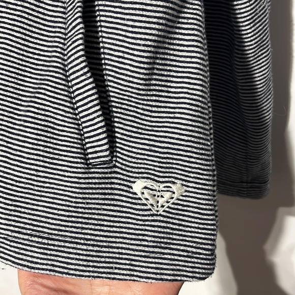 Roxy The Cuddle Hooded Grey Striped Pea Coat Sweater Jacket Size Large - Picture 11 of 13